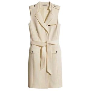 H&M White Sleeveless Belted Blazer Dress Size 6 | Summer Workwear Cocktail